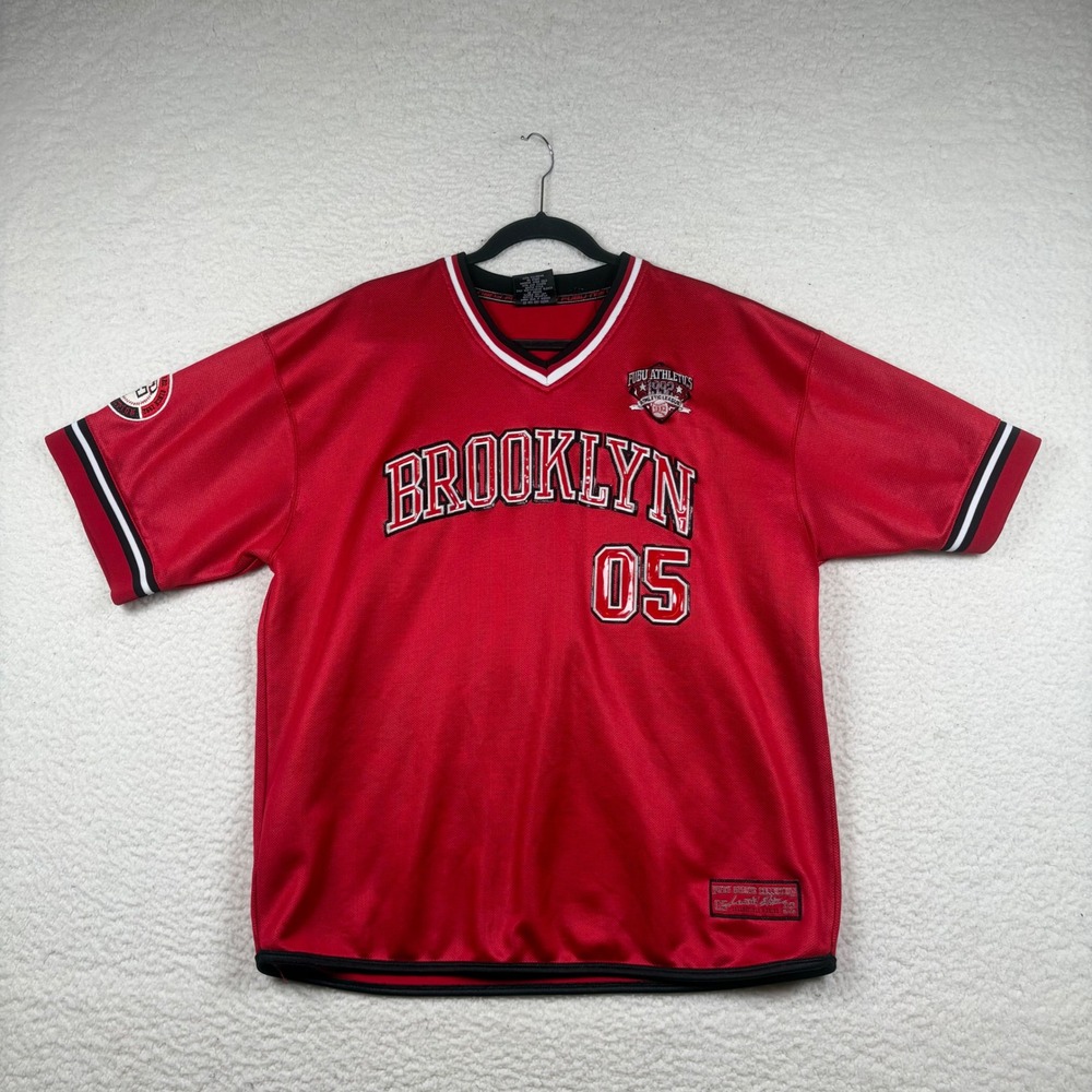 FUBU Jersey Mens Brooklyn 05 Athletics 1992 Limited Edition XL Red Y2K Hip Hop